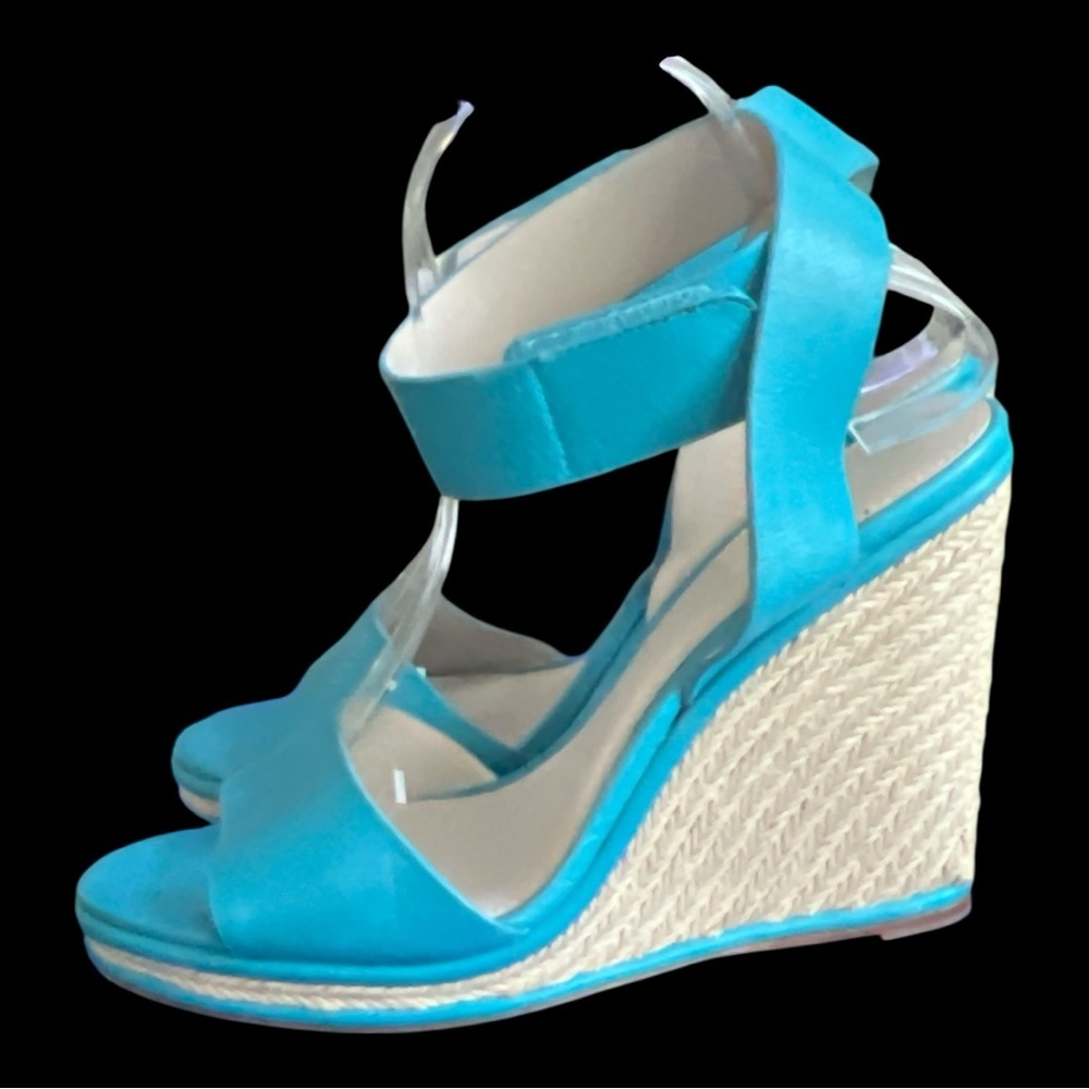 Elie Tahari Turquoise Ankle Strap Sandals - Picture 4 of 7